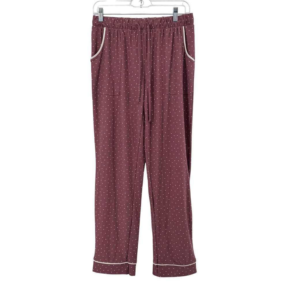 Lucky Brand Polka Dot Pajama Pants Mauve Pink Lounge Relaxed Womens Soft Small